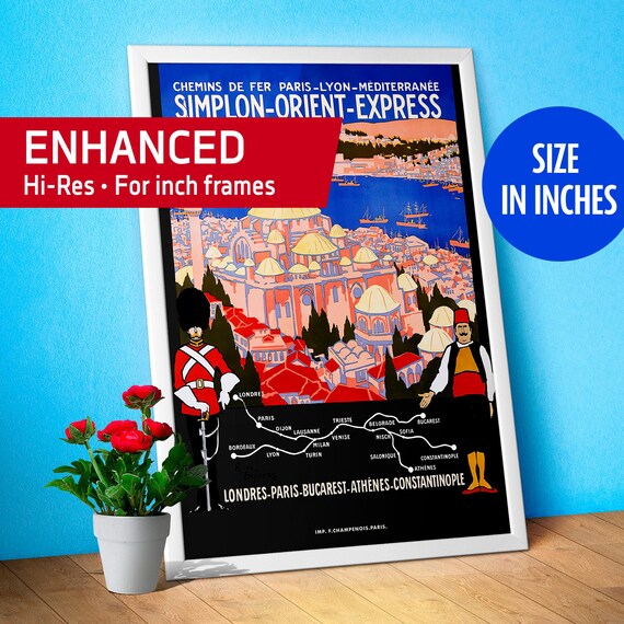 Orient Express, Simplon, Istanbul, Turkey, 1900 — retro vintage travel poster, vintage travel art print, retro travel wall art [inches]