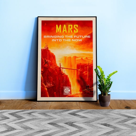 Mars, Federal Colonies. Total Recall, 1990 — Vintage space poster, retro space art, propaganda poster, movie poster, retrofuturism