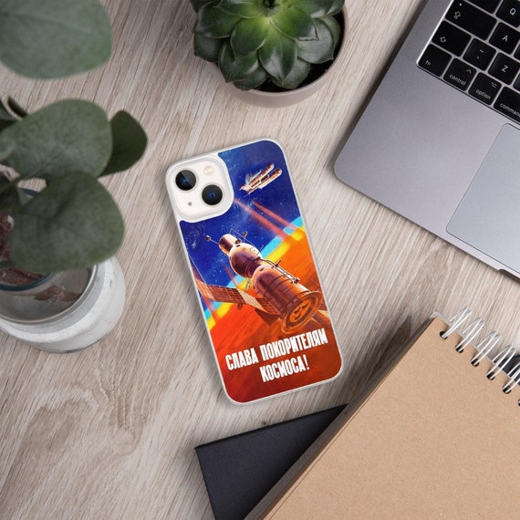 Soviet vintage space poster. Soviet propaganda poster — space iPhone Case (iPhone 13/12/11 case). Soviet iPhone case.