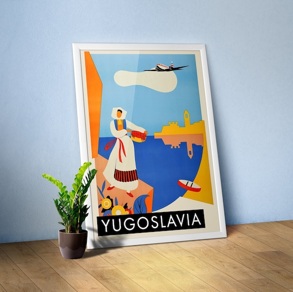 Yugoslavia, 1952 — retro vintage travel poster, retro travel art, retro travel wall art, Croatia poster