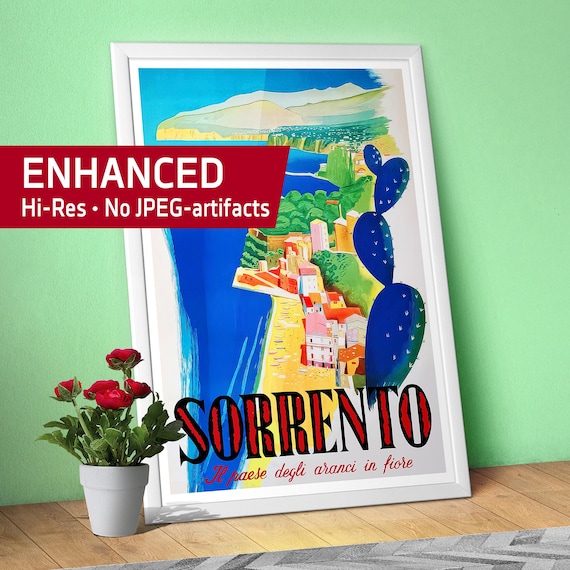Sorrento Italy 1942 poster – Vintage Amalfi/Napoli travel very rare art print. Retro Italian 1940s Wall Art, Mediterranean Decor