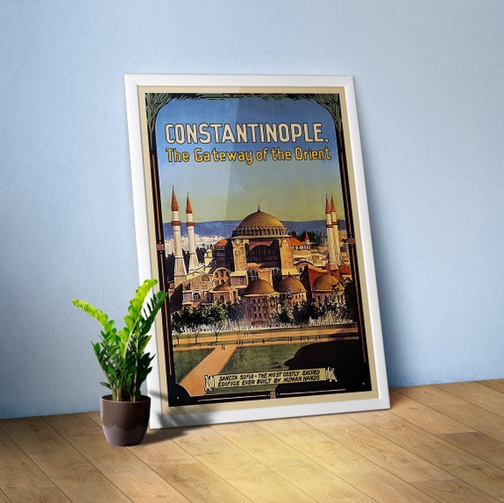 Constantinople, Istanbul, Turkey, 1910s — retro vintage travel poster, retro travel art, retro travel wall art