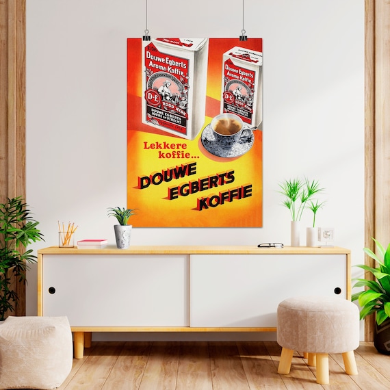 Retro Holland Coffee Poster — 1950s Dutch kitchen print, vintage café wall art, mid-century coffee decor, espresso lover gift