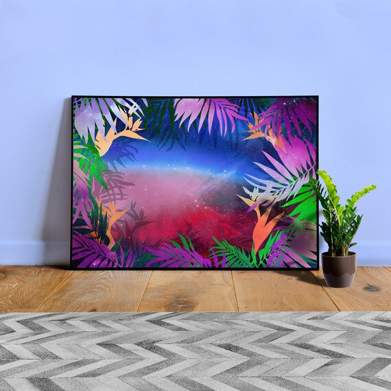 Tropical Space Neon Synthwave Jungle #3 — space poster, tropical poster, synthwave neon poster, abstract poster
