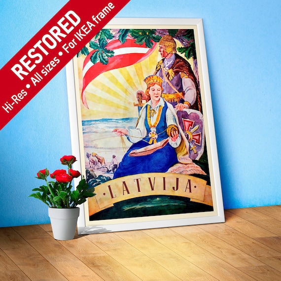 Latvia retro poster 1934 / Latvija 1934 — retro vintage travel poster, retro travel art, retro travel wall art