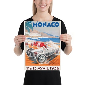 Reprint of a Vintage 1937 Monaco Grand Prix Motor Racing Poster