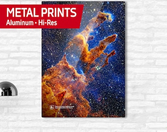 JWST Pillars of Creation 2022 (James Webb/JWST) — Metal prints. Space poster, science poster, space photo, space art, jwst picture
