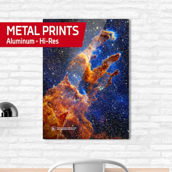 JWST Pillars of Creation 2022 (James Webb/JWST) — Metal prints. Space poster, science poster, space photo, space art, jwst picture