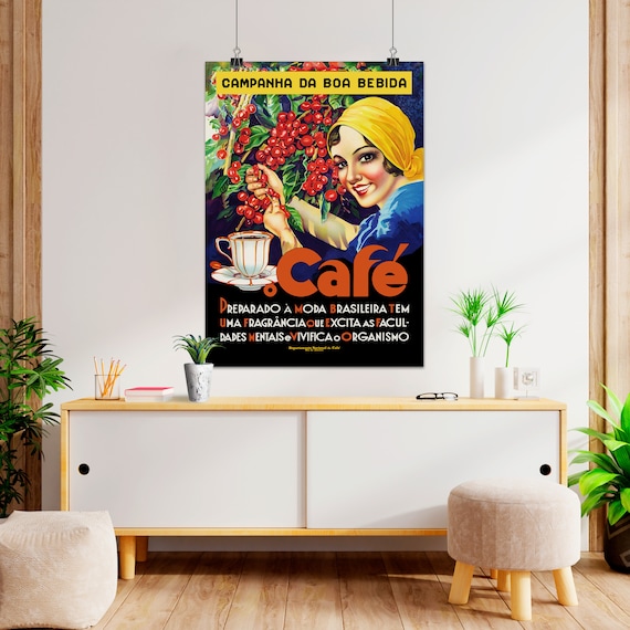 Campanha do Café Poster — Retro Brazilian coffee wall art, vintage advertising print, mid-century kitchen decor, 1950s cafe poster