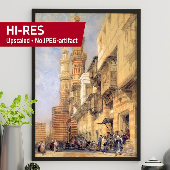 Gate of Metwaley – Cairo Egypt 1838, David Roberts • Orientalism Art Poster, Islamic Architecture Print, Historic Cairo Street Scene