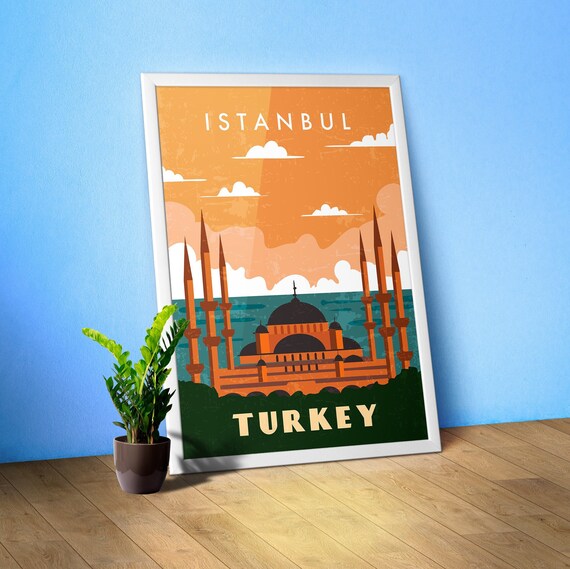 Istanbul, Turkey — Retro travel minimalist poster, retro travel art, retro travel wall art, vector art