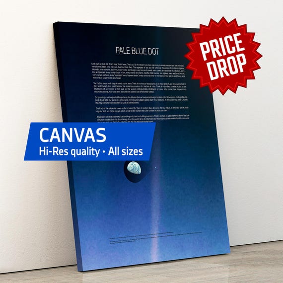 Pale Blue Dot poster, astronomy quote, NASA Voyager 1 (2020 rev.) with quote — Canvas art print. Space poster, science print, photo decor
