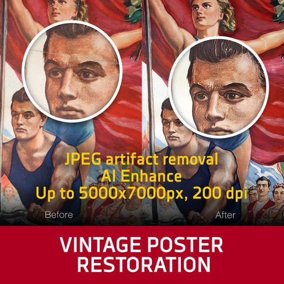 Vintage Poster Restoration — Digital Poster Repair, Old Photo Fixing, Retro Art Cleanup Service