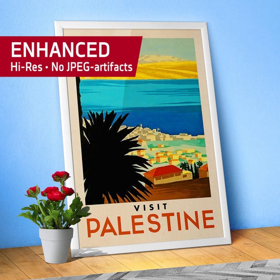 Visit Palestine Poster 1935 – Rare Vintage Travel Print. Holy Land Wall Art, Retro Palestine Decor, Historic Tourism Poster