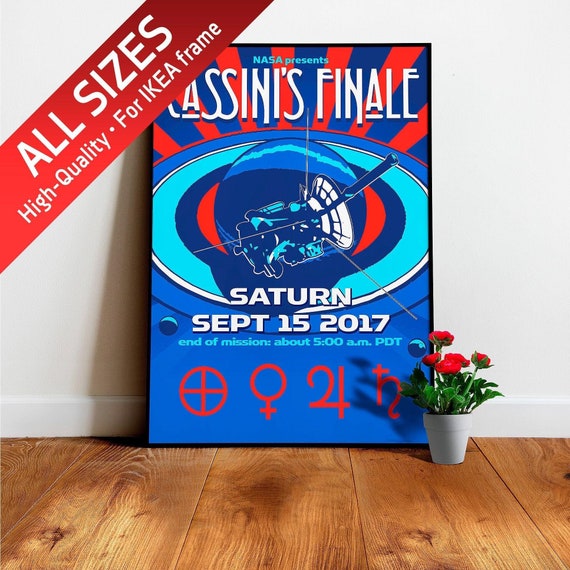 Cassini's Finale, Saturn (NASA Visions of the Future) — vintage space poster, retro space poster, space travel poster, space poster