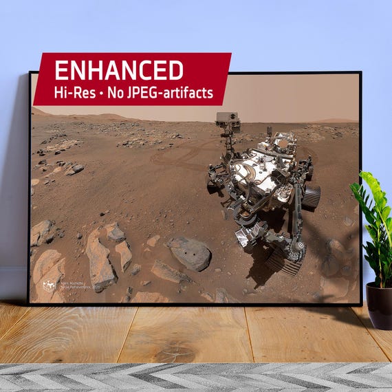 NASA Perseverance, 2021, Mars, Rochette rock — Space poster. Hi-Res photo poster, Mars poster, Mars panoramic photo, space gifts