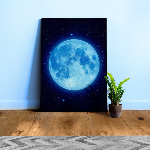 Full Moon, Blue Moon (Hi-Res poster) — space poster, Moon poster, space art, Moon photo