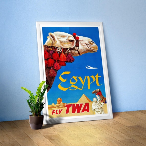 Egypt Cairo, TWA 1950 — retro vintage travel poster, retro travel art, retro travel wall art