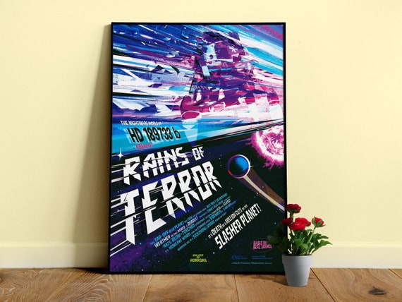 Rains of Terror, Meteor shower (Galaxy of Horrors series), NASA/JPL Exoplanet Exploration — space poster, science poster, retro space poster