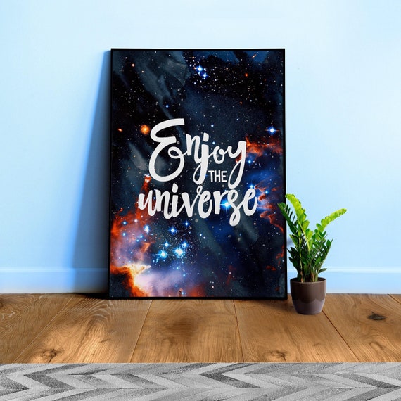 Enjoy the Universe [neon/synthwave/vaporwave/watercolor] — aesthetic watercolor poster, neon space poster, retrowave poster,motivation quote