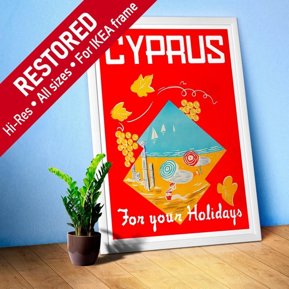 Cyprus, Nicosia, 1960s — retro travel poster, vintage travel art print, retro travel wall art