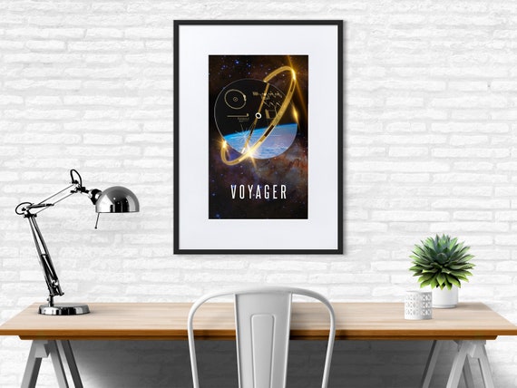 NASA Voyager 1 Golden Record 3D — Matte Paper Framed Poster With Mat. Space poster,science poster,wall art decor, science gifts, nerdy gifts