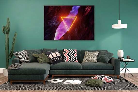 Neon landscape: Triangle [synthwave/vaporwave/cyberpunk] — aesthetic poster, retrowave poster, vaporwave poster, neon poster