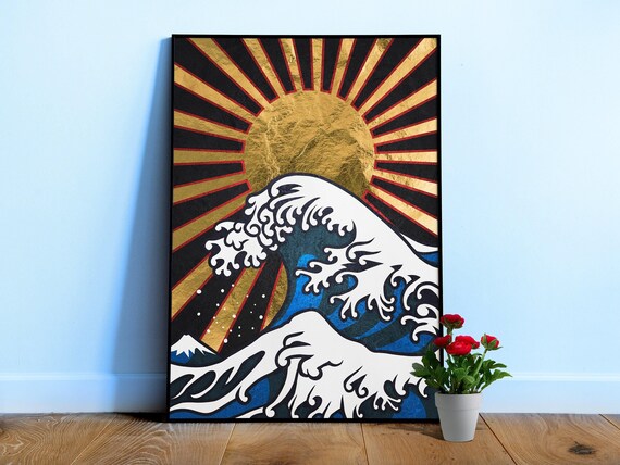 Golden Great Wave off Kanagawa #3 — Japanese golden poster, travel poster, aesthetic poster, landscape poster, wall art print