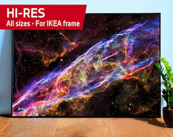 Veil Nebula, NGC 6960, NASA Hubble Space Telescope — space poster, science poster, space photo, abstract poster