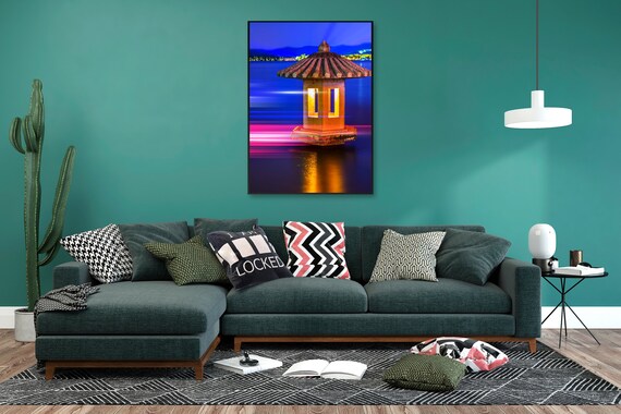 Neon city: China, Hong Kong, pagoda (synthwave/vaporwave/retrowave/cyberpunk) — aesthetic poster, synthwave poster, neon poster