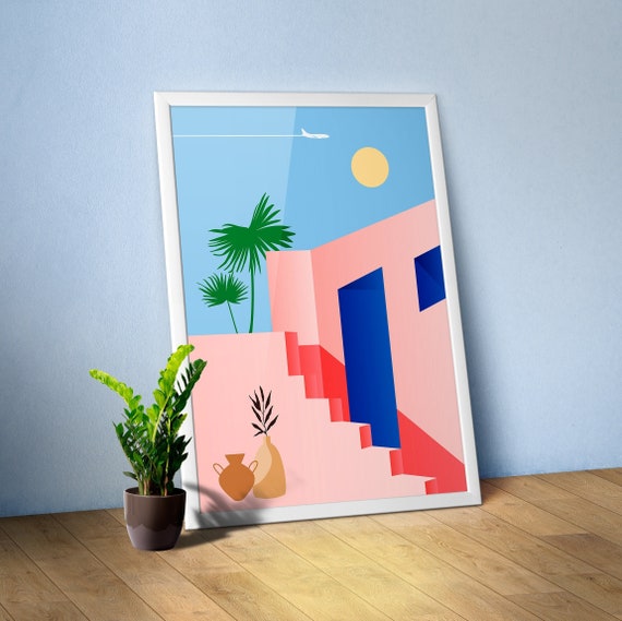 Boho travel poster Egypt Morocco Tunisia 4 – Abstract wall art, aesthetic boho decor, desert color print, modern minimalist home poster