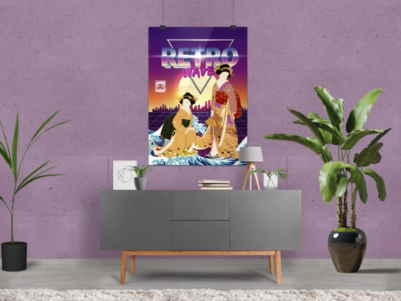 Synthwave Space: ukiyo-e [synthwave/vaporwave/cyberpunk] — aesthetic poster, retrowave poster, neon poster