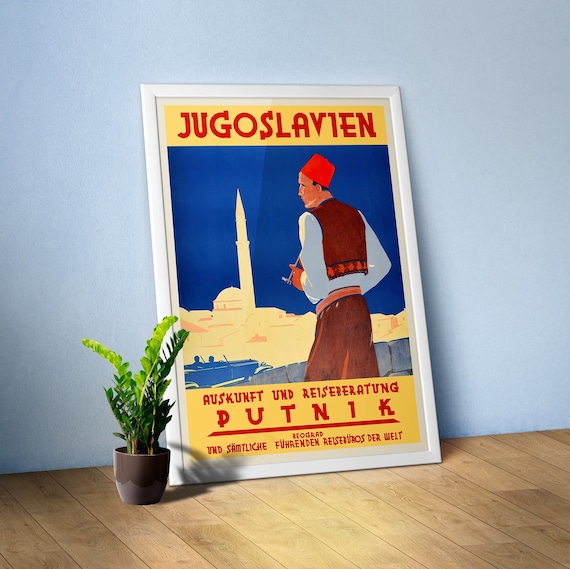 Yugoslavia poster, Jugoslavien/Yugoslavia poster. Denmark, 1930s — retro vintage travel poster, retro travel art, art deco poster, art deco
