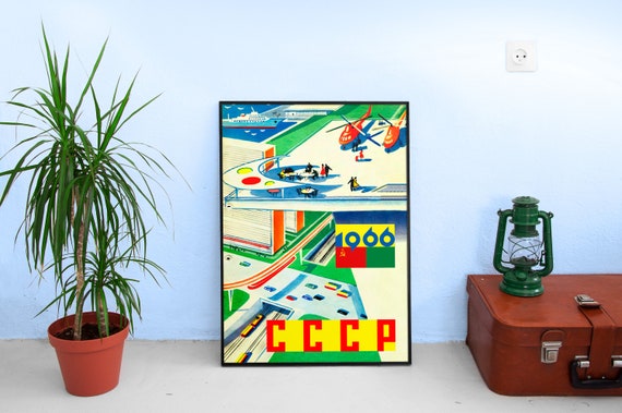 Future USSR, 1966 — Soviet vintage retrofuturism/space poster, soviet poster, propaganda poster, soviet retro space, retro sci-fi print