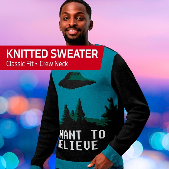 I want to believe. Original The X-Files sweater — Knitted crew neck sweater, Christmas gift, 1960s retro sweater, vintage pullover