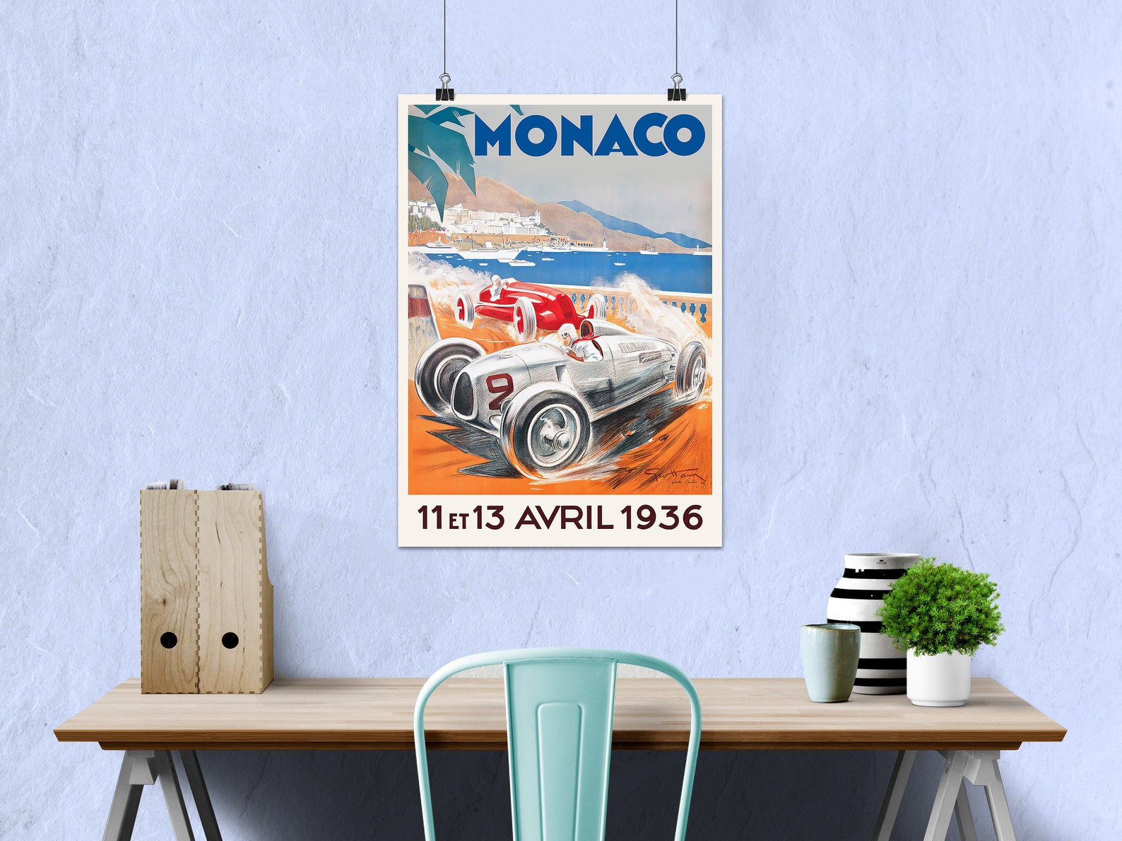 HSE Carro De Carreras Gran Premio De Mónaco 1933 Vintage Anuncio Póster Clásico Deportivo 24X36