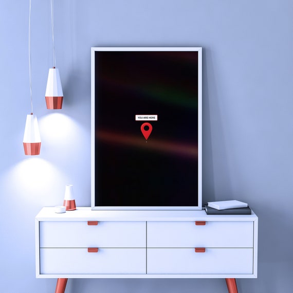 You are here: Pale Blue Dot poster, NASA Voyager 1 photo of Earth — space poster, science poster, galactic map, space map