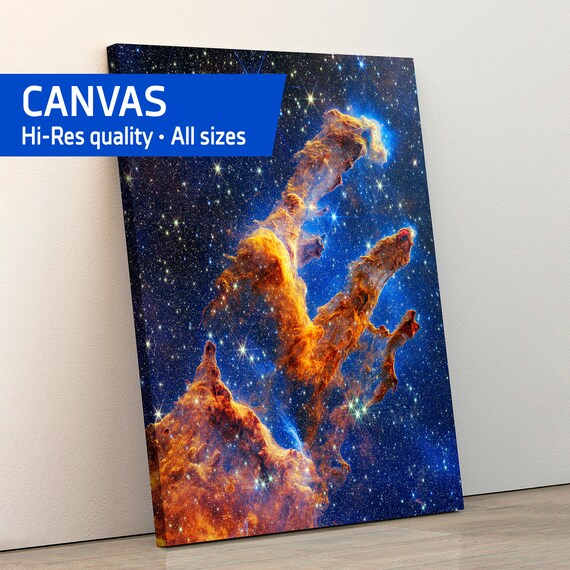 JWST Pillars of Creation 2022 (James Webb/JWST) — Canvas. Space poster, science poster, space photo, space art, jwst picture