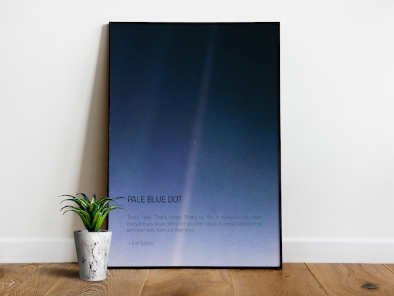 Pale Blue Dot poster, NASA Voyager 1 poster (2020 revision) · Carl Sagan poster quote at bottom — space poster, science poster, space gift