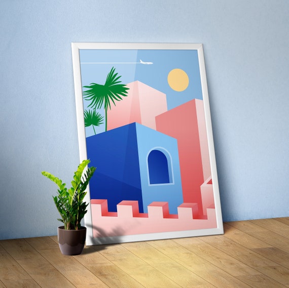 Boho travel poster Egypt Morocco Tunisia 2 – Abstract wall art, aesthetic boho decor, desert color print, modern minimalist home poster