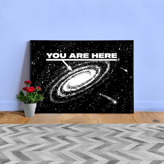 You are here: Milky Way galaxy map, 1980s poster — space poster, science art print, galactic map, space map gift for him