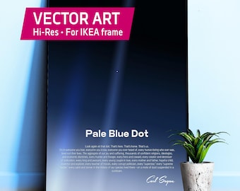 Pale Blue Dot poster, NASA Voyager 1 with astronomy famous quote — Space poster. Science print, cosmic wall art, inspirational vector art
