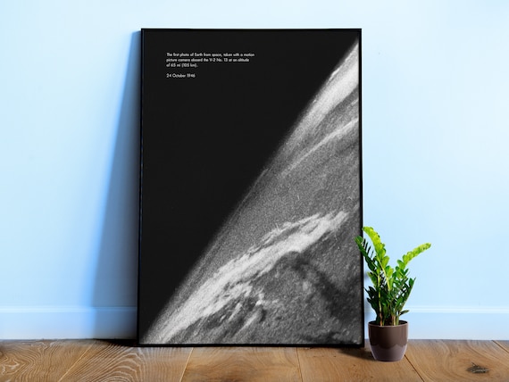 The first photo of Earth from space, 1946 — Space poster, science poster, space wall decor, space photo