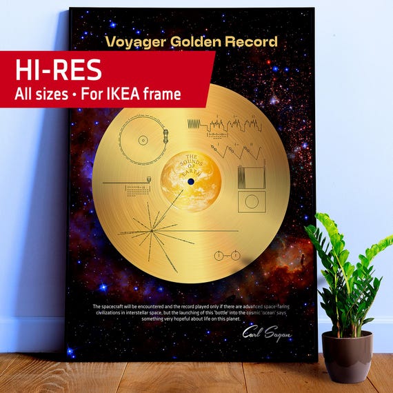 NASA Voyager 1 Golden Record with Carl Sagan quote — Space poster, science print, space art, space wall decor, space wall art, nerdy gifts