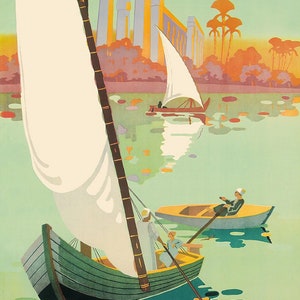 Egypt, The Nile River, c. 1930s — retro vintage travel poster, retro travel art, retro travel wall art