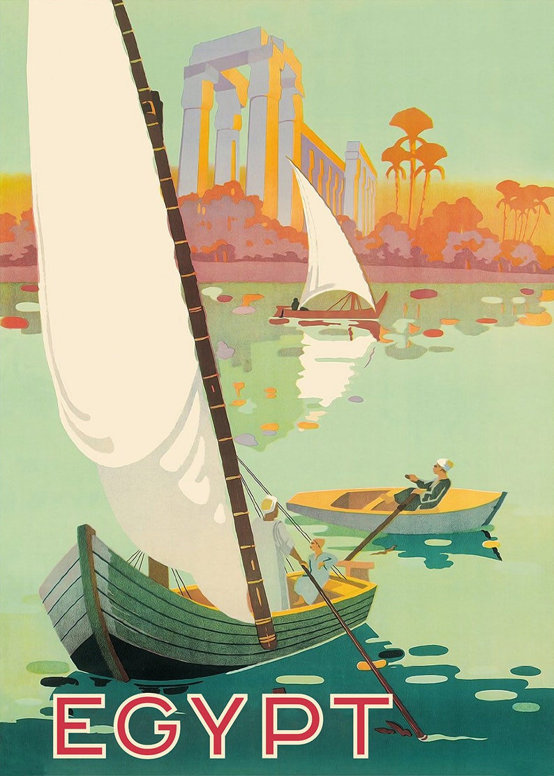 Egypt, The Nile River, c. 1930s — retro vintage travel poster, retro travel art, retro travel wall art