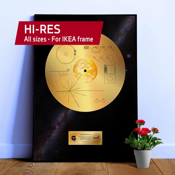 NASA Voyager 1 Golden Record — space poster, science print, space art, space wall decor, space wall art, NASA poster, science gifts [inches]