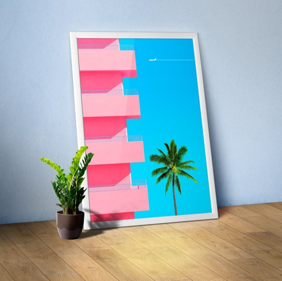 City pop poster Ibiza Spain Miami Egypt 4 – Retro travel wall art, Hiroshi Nagai style print, boho decor, minimalist aesthetic poster