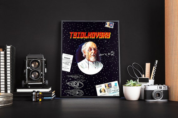 Tsiolkovsky: Gagarin space art [Sovietwave] — Soviet vintage space poster, propaganda poster, Soviet space