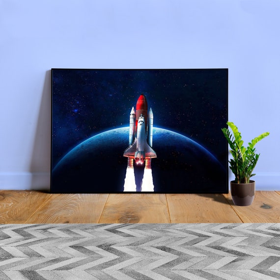 Space Shuttle Liftoff Poster — NASA rocket launch wall art, real shuttle photo print, orbit mission decor, astronaut gift